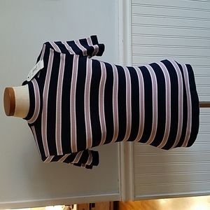 5 for $20! NWT Navy Stripe Short Sleeve Ribbed Mock Neck Shirt